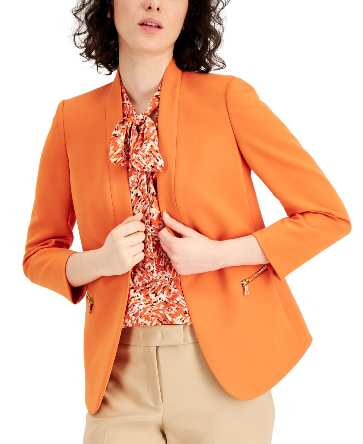 Anne Klein Women's Zip-Pocket Open-Front Jacket – Size 12