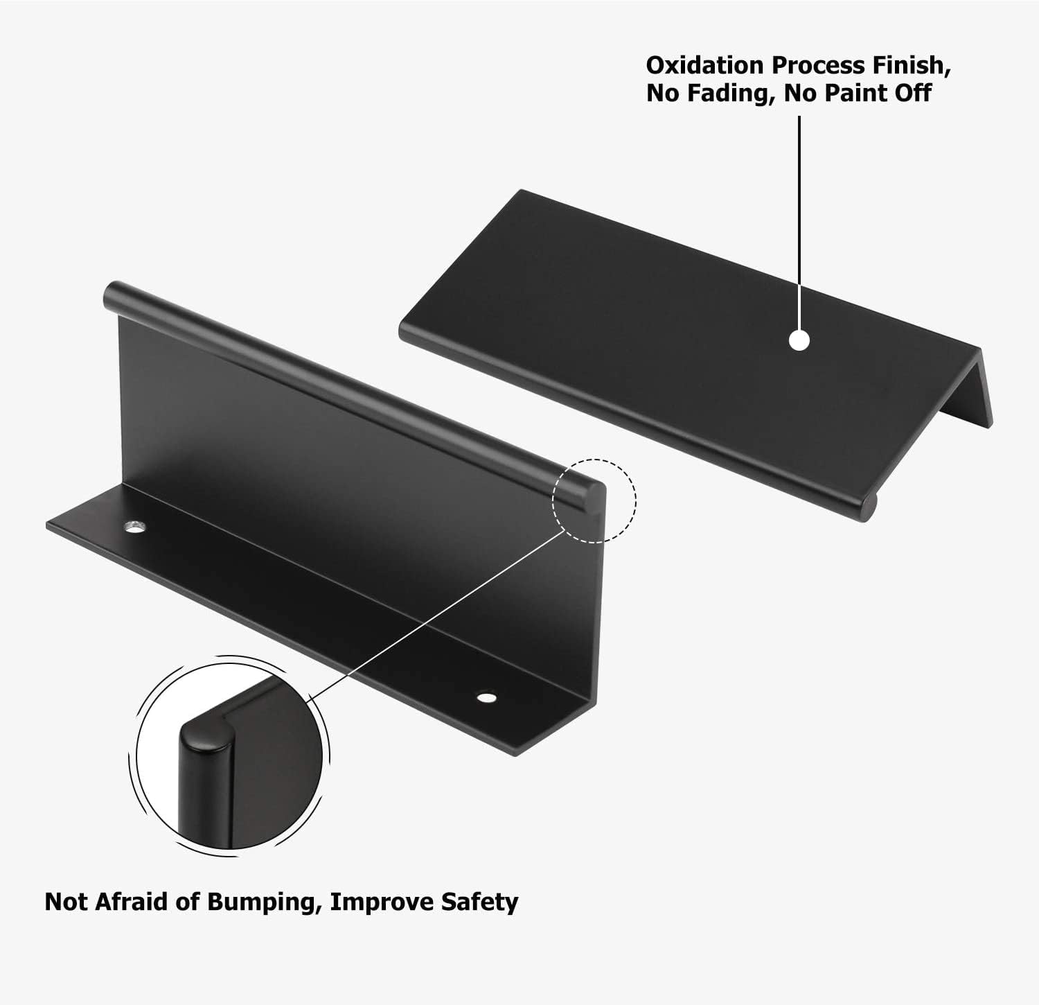 Peaha 10-Pack Black Cabinet Handles – 4-Inch Finger Pulls for Kitchen Drawers & Doors – Aluminum Alloy Edge Pull Hardware with Gold Finish – Easy to Install