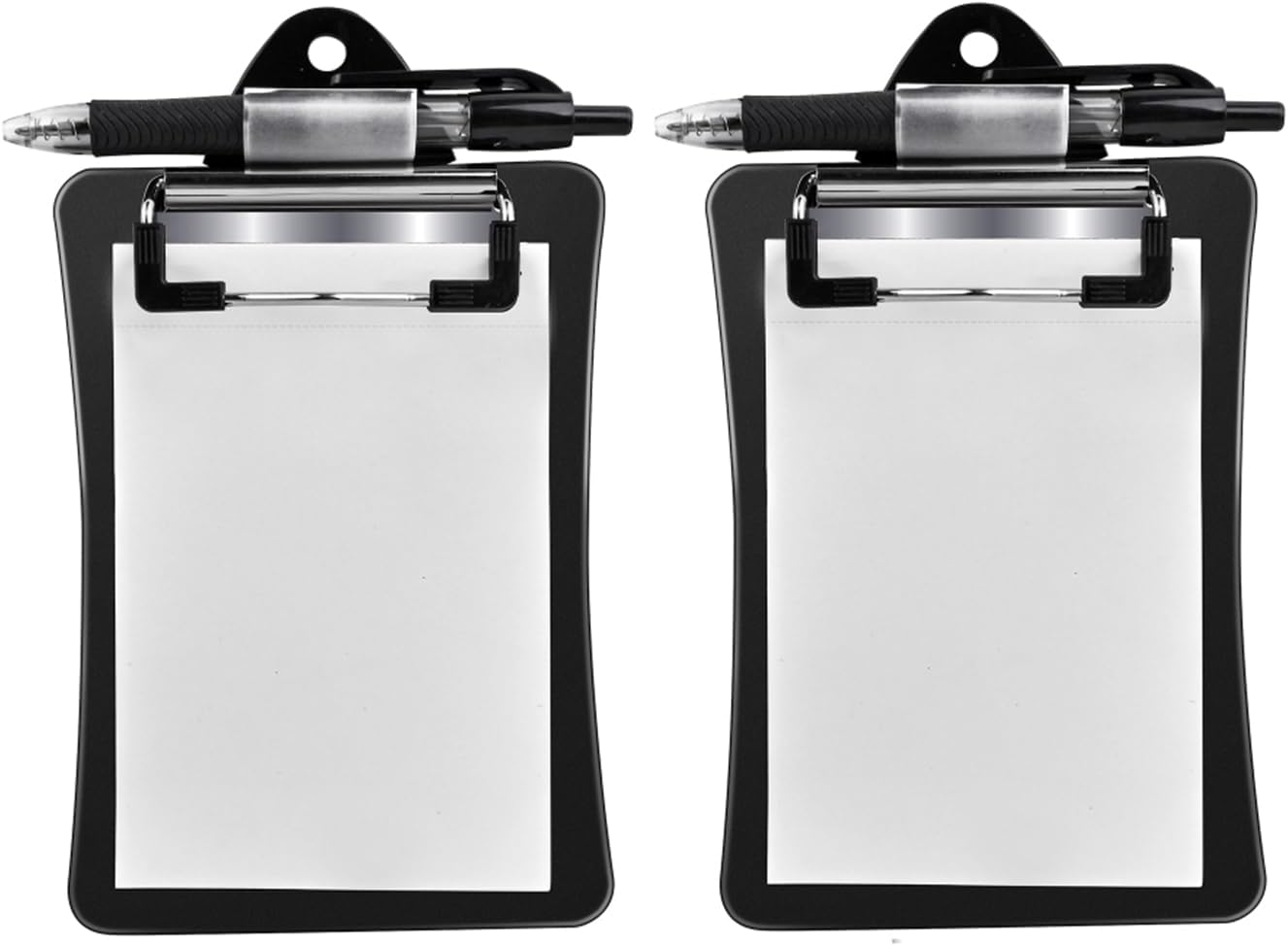 Clipco Mini Clipboard with Magnetic Back – Includes Paper Pad and Pen (2-Pack, Black)