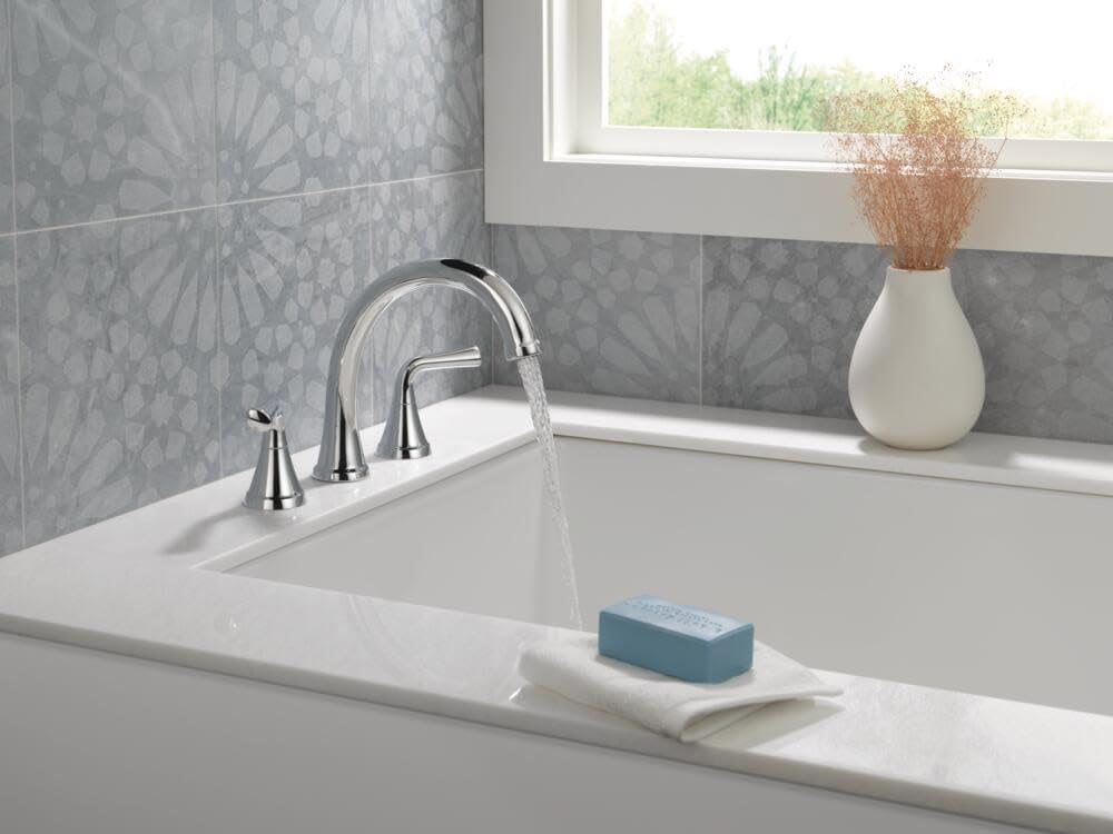 T2733 Kayra Deck Mounted Roman Tub Filler, 2-Handle, Champagne Bronze – Water-Saving Brass Faucet