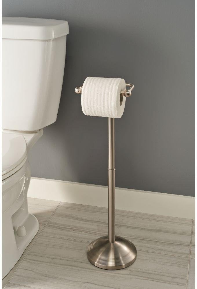 Delta Pivoting Pedestal Toilet Paper Holder – Brushed Nickel – Adjustable 17" to 25" Freestanding Tissue Stand