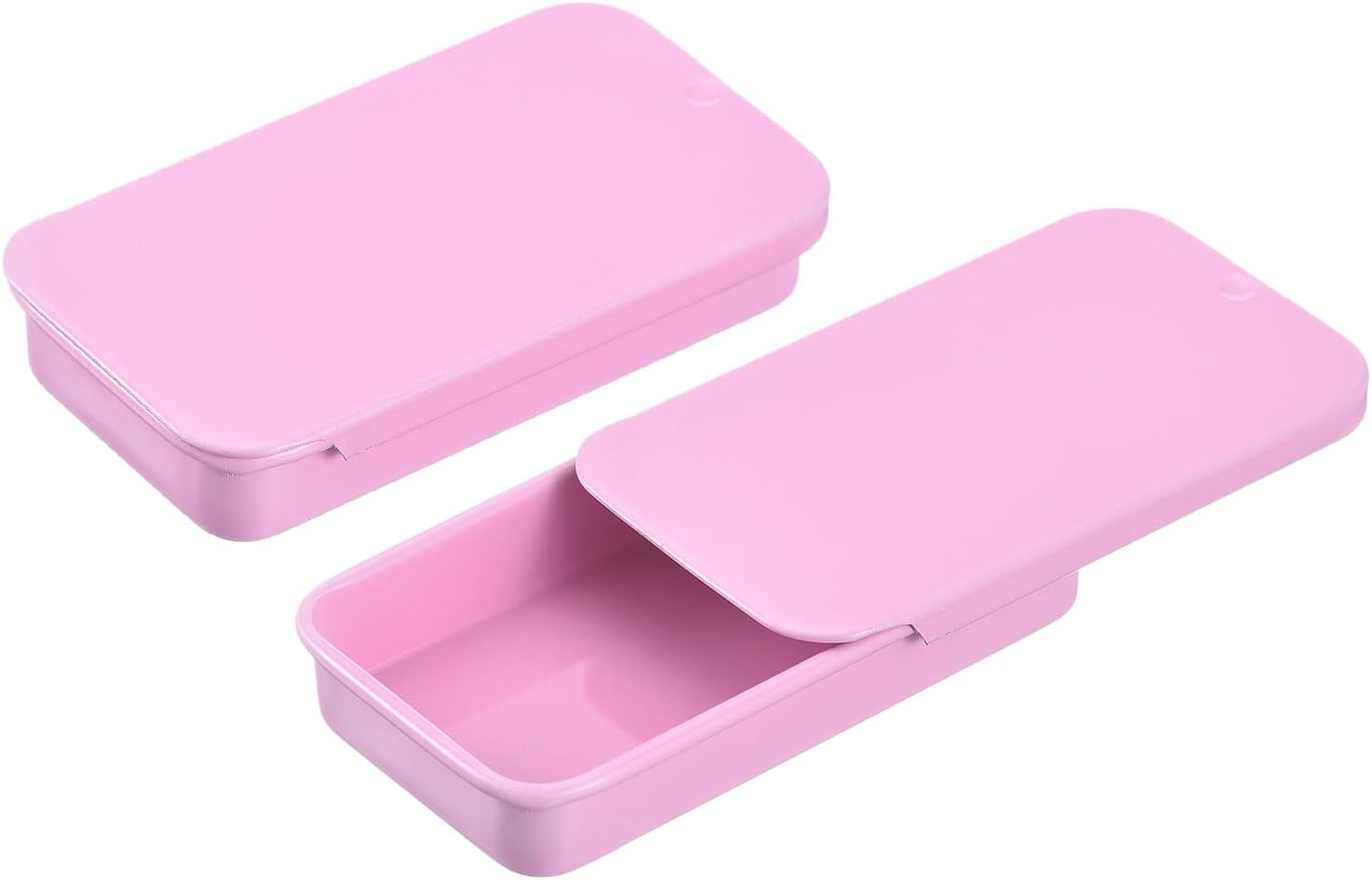 uxcell 4 Pcs Metal Tin Box Container – 2.4x1.3x0.4 Inch Slide Top Mini Storage Boxes for Candy, Cosmetics, Crafts (Pink)