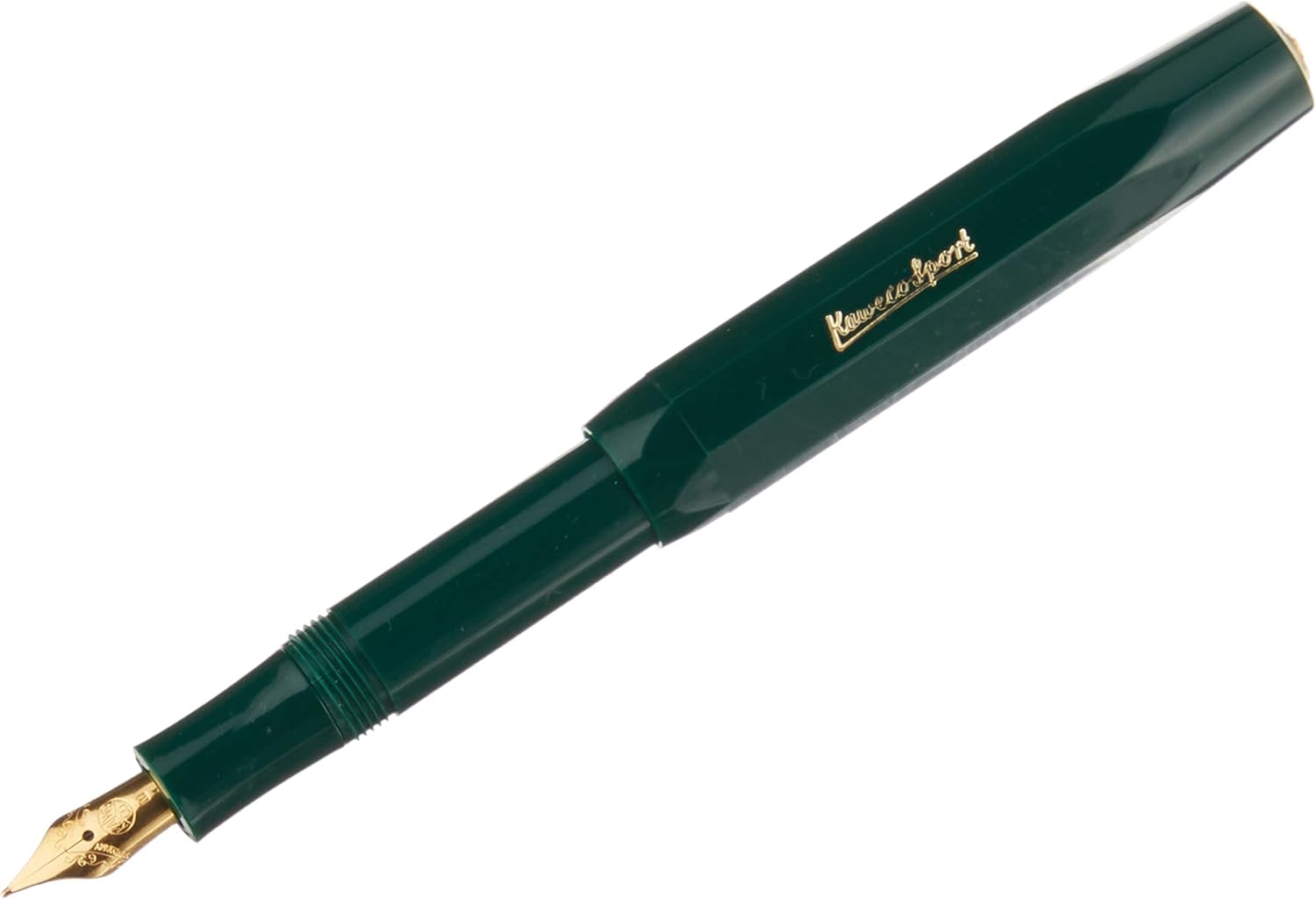 Kaweco CLASSIC SPORT Fountain Pen – Green with 23-Carat Gold-Plated Steel Nib & Iridium Tip – Medium (M) Nib – Uses Ink Cartridges – 13 cm