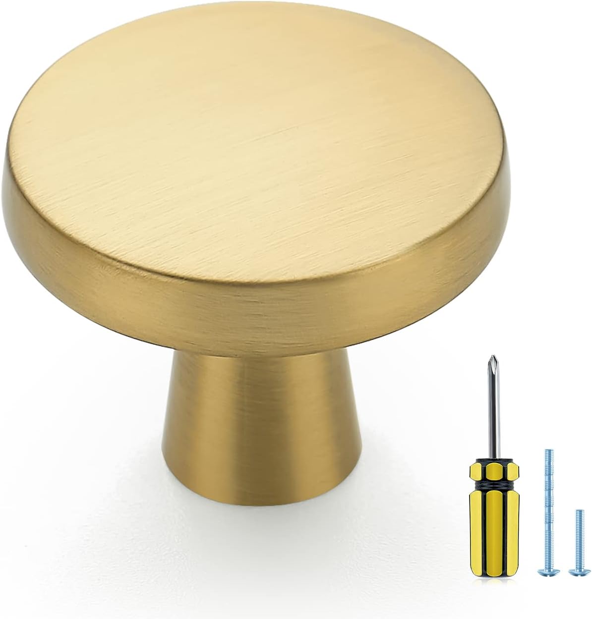 Ravinte 30-Pack Round Cabinet Knobs – Brushed Brass Gold Drawer Pulls for Kitchen & Dresser
