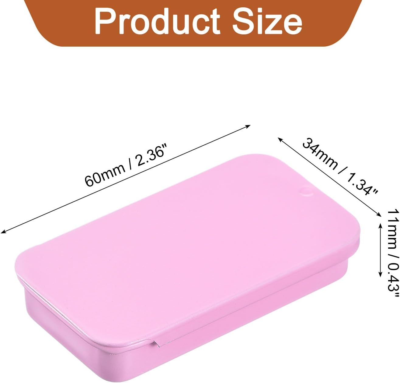 uxcell 4 Pcs Metal Tin Box Container – 2.4x1.3x0.4 Inch Slide Top Mini Storage Boxes for Candy, Cosmetics, Crafts (Pink)