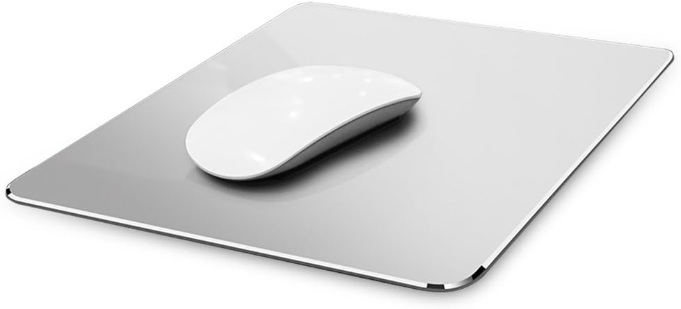 Vaydeer Hard Silver Aluminum Mouse Pad – Ultra-Thin Double-Sided Mat – 9.1" x 7.1" – Waterproof, Non-Slip – Fast Control for Gaming & Office
