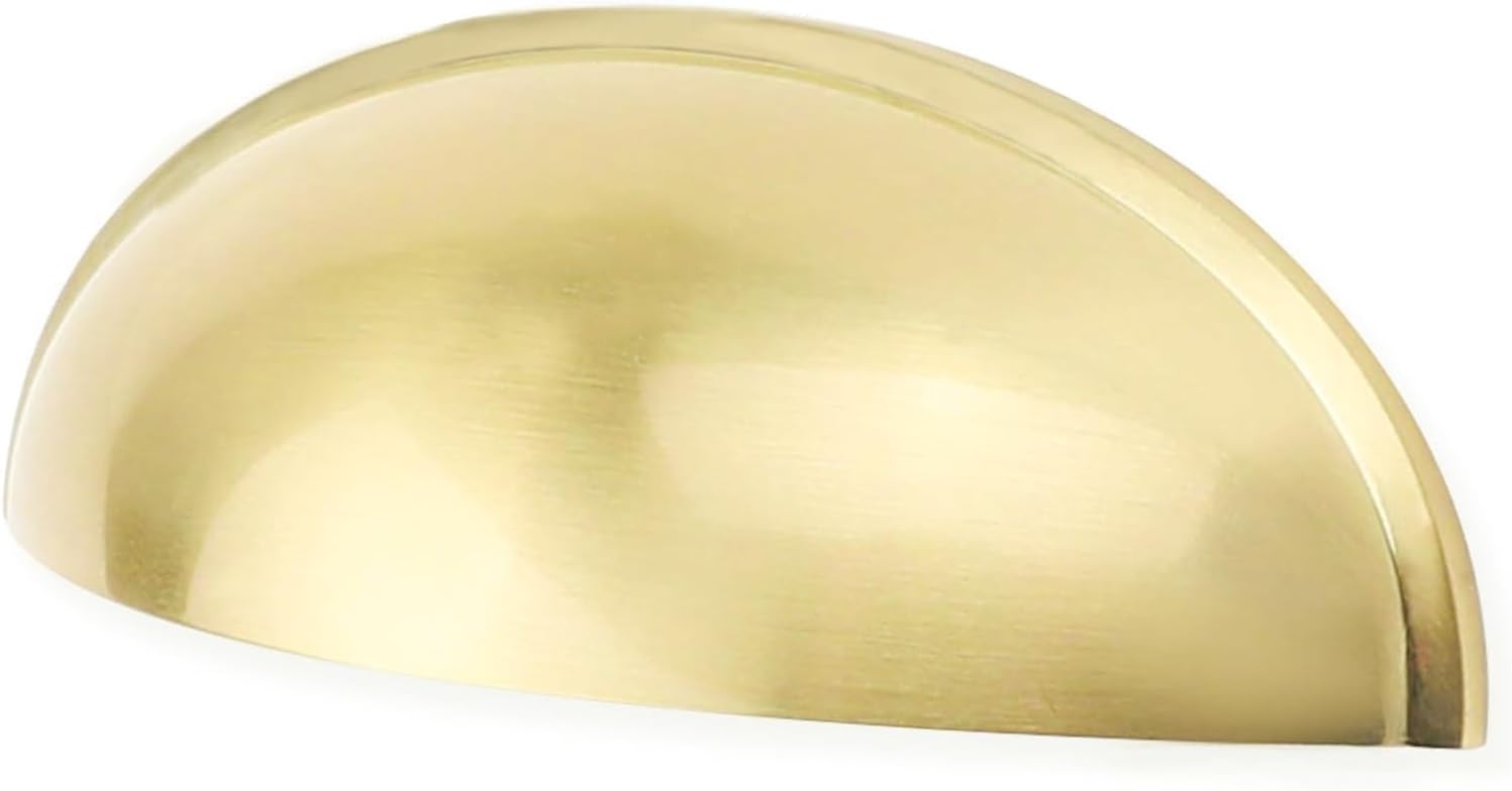 Goldenwarm 10-Pack 3" Brushed Gold Cup Pulls – Brass Bin Drawer Handles for Cabinets & Dressers