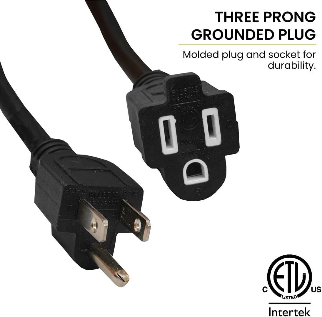GG-13725BK 25 Ft. 16/3 Heavy Duty Extension Cord - Black Pack of 6