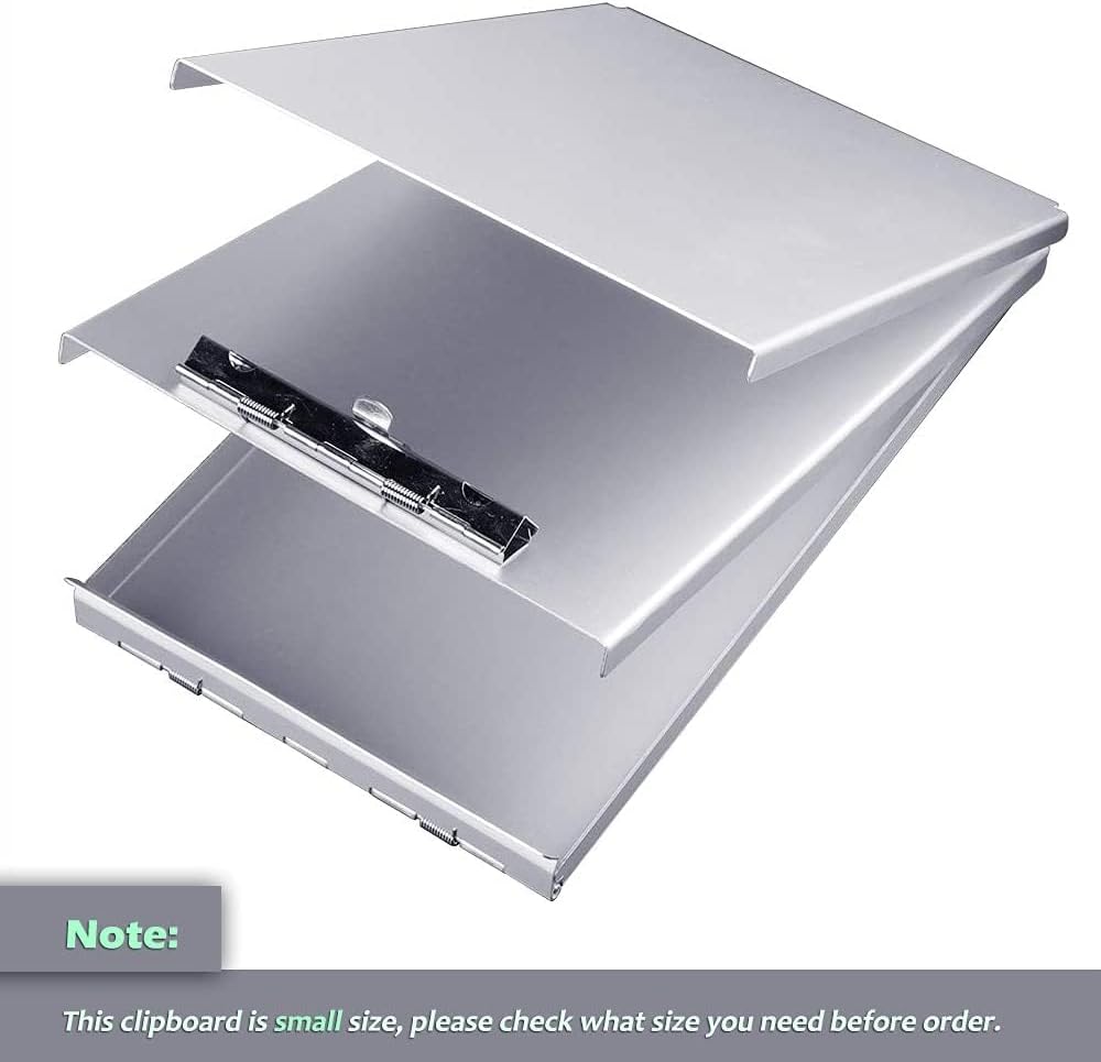Aluminum Clipboard with Storage (Memo Size) – Recycled Metal Form Holder Binder, Fits Paper up to 5.66 x 9.5 Inches (A5 Size), 1 Pack