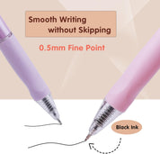 Edufun Erasable Gel Pens – 6 Pack, Black Ink, 0.5mm Fine Point with Clear Eraser, Smooth Writing for Notes, Planners & Puzzles