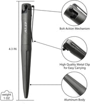 Cool Hand 4.3" EDC Tactical Bolt Action Pen – Compact Refillable Aluminum Barrel w/MTAP Logo, 0.5mm Ballpoint