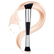 Double-Ended Foundation & Concealer Makeup Brush – Flat Top Kabuki, Angled Contour, Synthetic Bristles for Liquid, Cream, Highlight & Sculpting