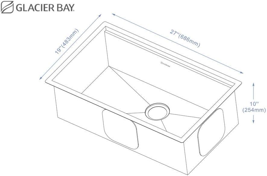 Glacier Bay 32" Zero Radius Drop-In Single Bowl Kitchen Sink – 18 Gauge Stainless Steel with Accessories – Model 4303F