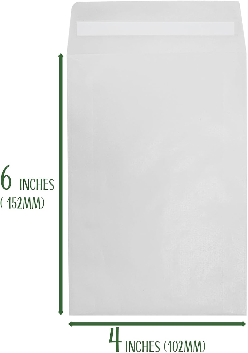 Pineville Paper Glassine Envelopes – 4" x 6" (102 x 152mm) – 1,000-Pack – Peel & Self-Seal Pockets – Compostable & Recyclable – Off White