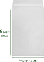 Pineville Paper Glassine Envelopes – 4" x 6" (102 x 152mm) – 1,000-Pack – Peel & Self-Seal Pockets – Compostable & Recyclable – Off White