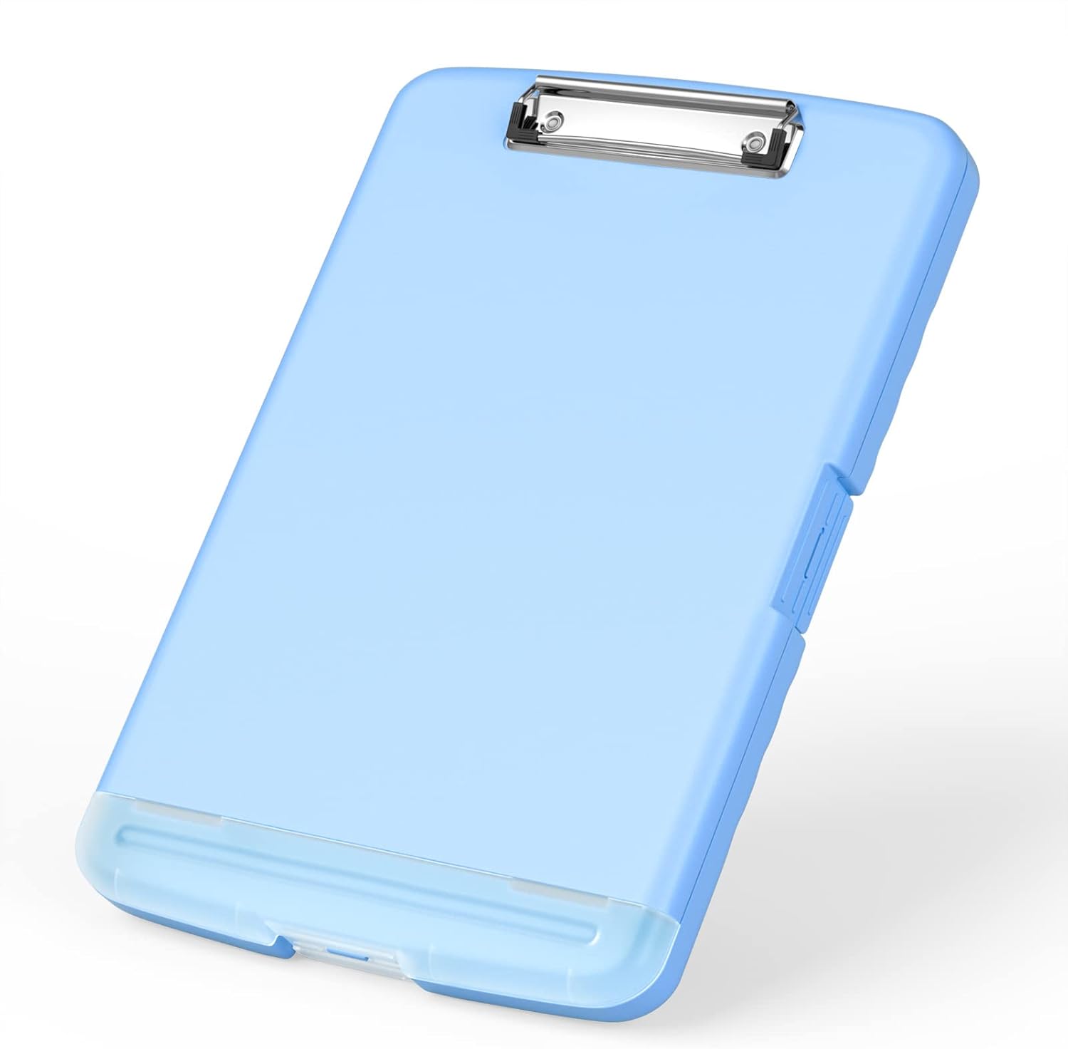 Plastic Clipboard with Storage – 8.5 x 11 High Capacity Side-Opening Folio Nursing Case with Pen Holder – Blue