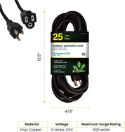 GG-13725BK 25 Ft. 16/3 Heavy Duty Extension Cord - Black Pack of 6
