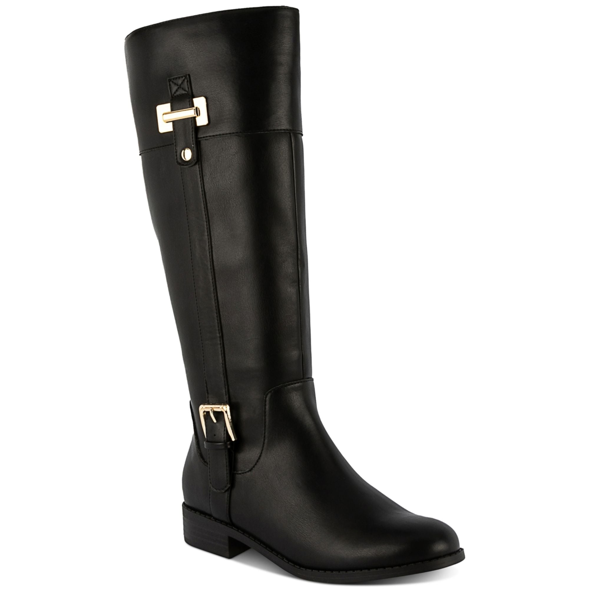 Karen Scott Women's Edenn Almond Toe Block Heel Zip-up Riding Boot – Black, Size 5M