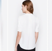 Joie Women’s Classic Short Sleeve Silk Blouse – White, V-Neck Tunic Top