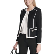 Calvin Klein Women's Piped-Trim Jacket Waist Length Blazer Jacket Size 6