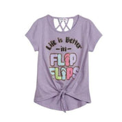 Beautees Big Girls' Short Sleeve Tie-Front Top - Size Medium
