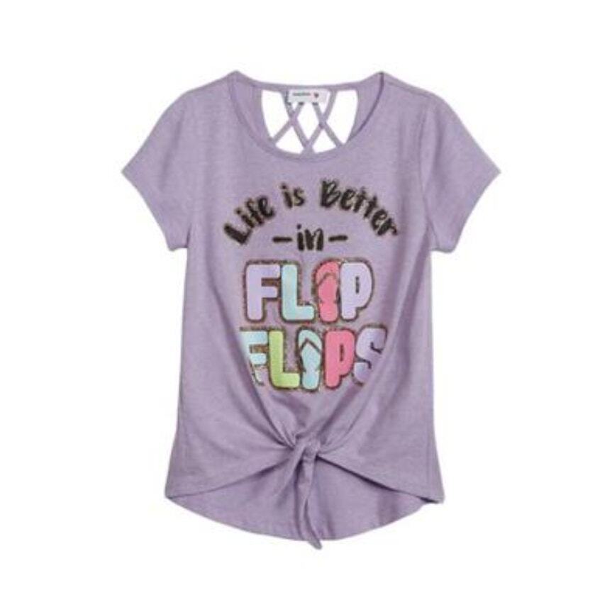 Beautees Big Girls' Short Sleeve Tie-Front Top - Size Medium