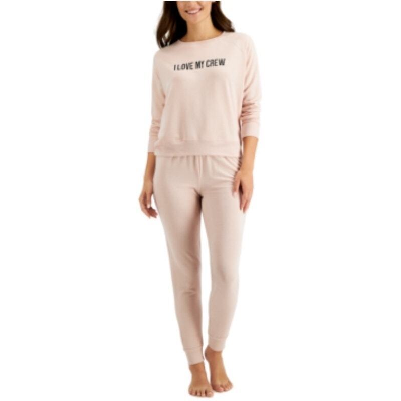 Family Pajamas Womens Crew Love Pink Pant Set