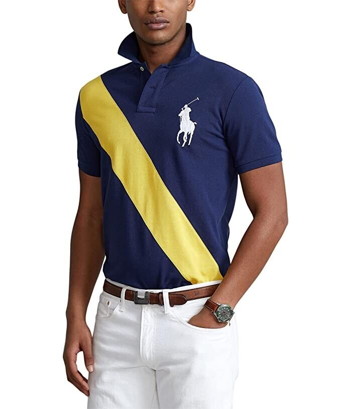 Polo Ralph Lauren Men's Slim Fit Big Pony Polo Shirt, Blue - Small