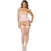 Mesh Strapless Boned Bustier Set With Embroidered Bodice, Size 32 Waist