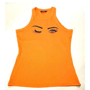 ChicMe Women's Ribbed Flirty Winking Eye Tank Top - Size Large