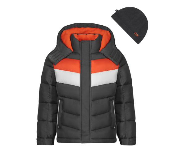 Big Boys Hooded Puffer Jacket Coat with Beanie, All-Weather