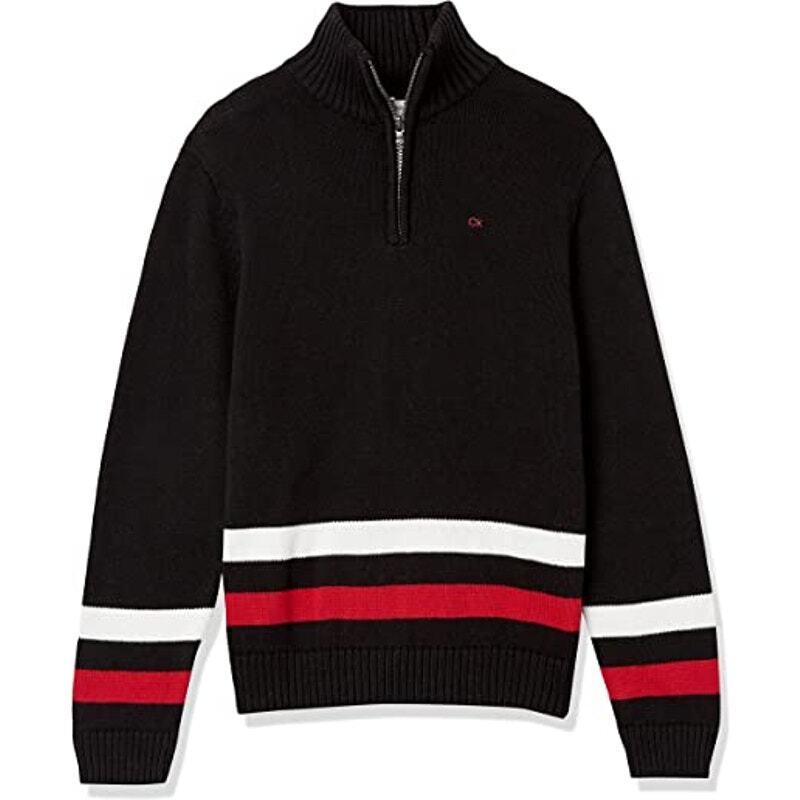 Calvin Klein Boys' Half-Zip Pullover Sweater with Ribbed Neckline