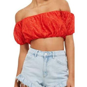 Topshop Women's Lace Off-the-Shoulder Crop Top