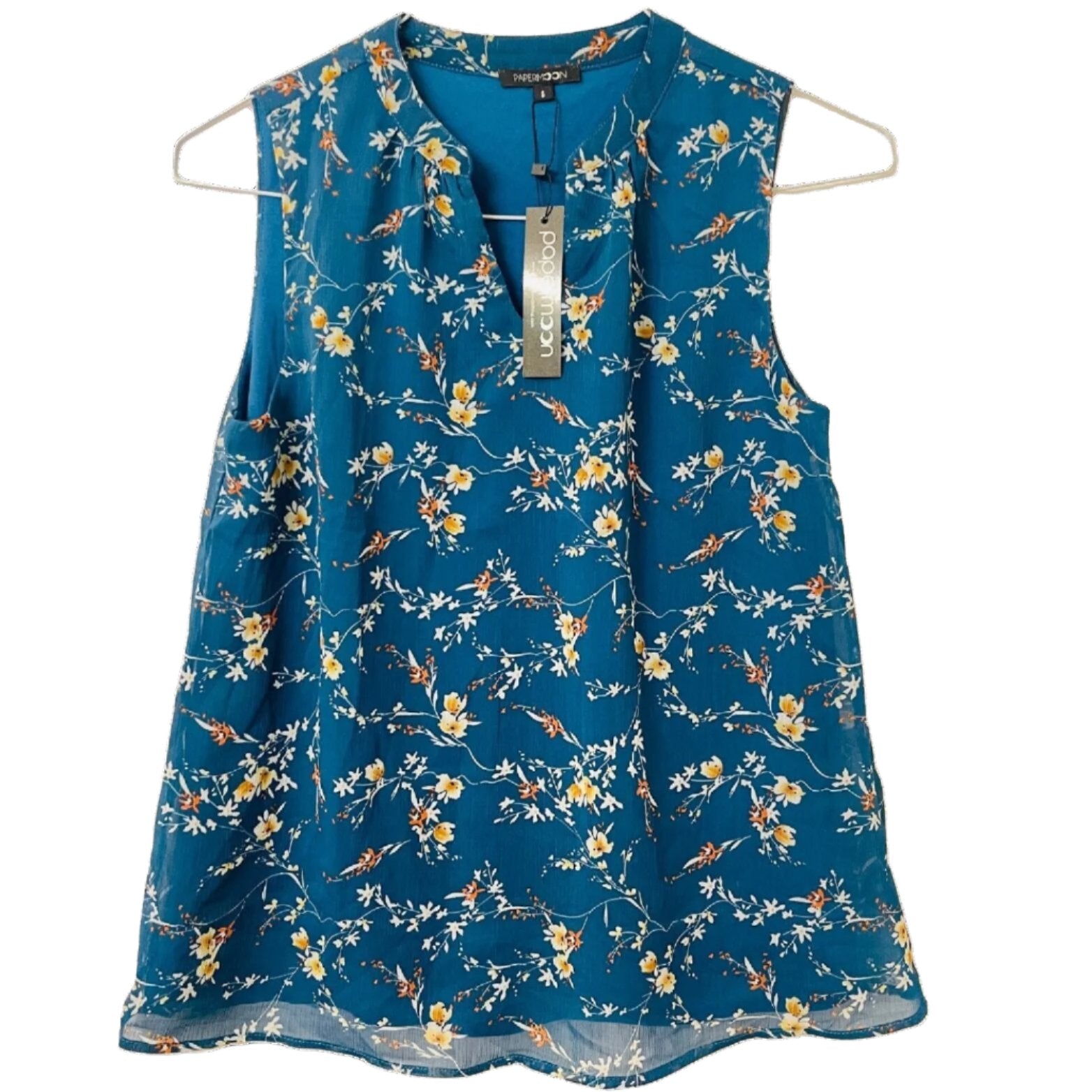 Papermoon Women's  Lined V-Neck Floral Sleeveless Top - Size Small