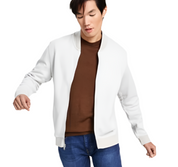 Alfani Men's Zip-Front Sweater Bomber Jacket Moonstruck, Gray - Small