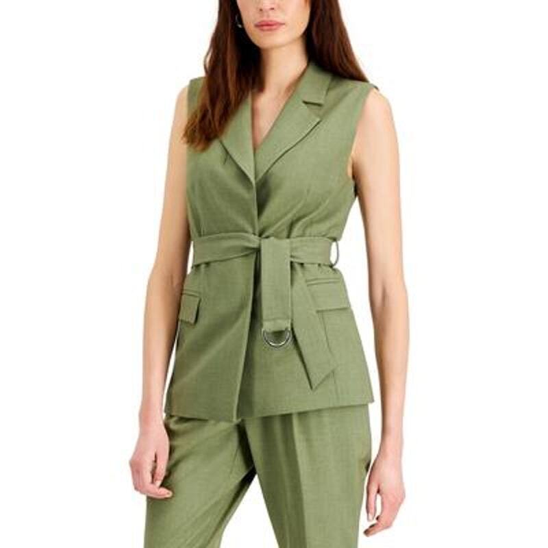 Tahari ASL Women's Belted Sleeveless Vest Blazer - Size 14