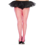 Plus Size Mini Diamond Net Spandex Pantyhose In Hot Pink