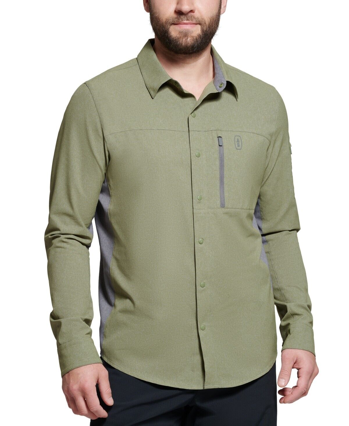 Bass Outdoor Men's Ray Ripstop Snap Front Shirt, Green - Large
