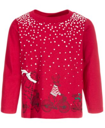 First Impressions Baby Boys' Cycling Pals Shirt, Cherry Red, Holiday Christmas Collection