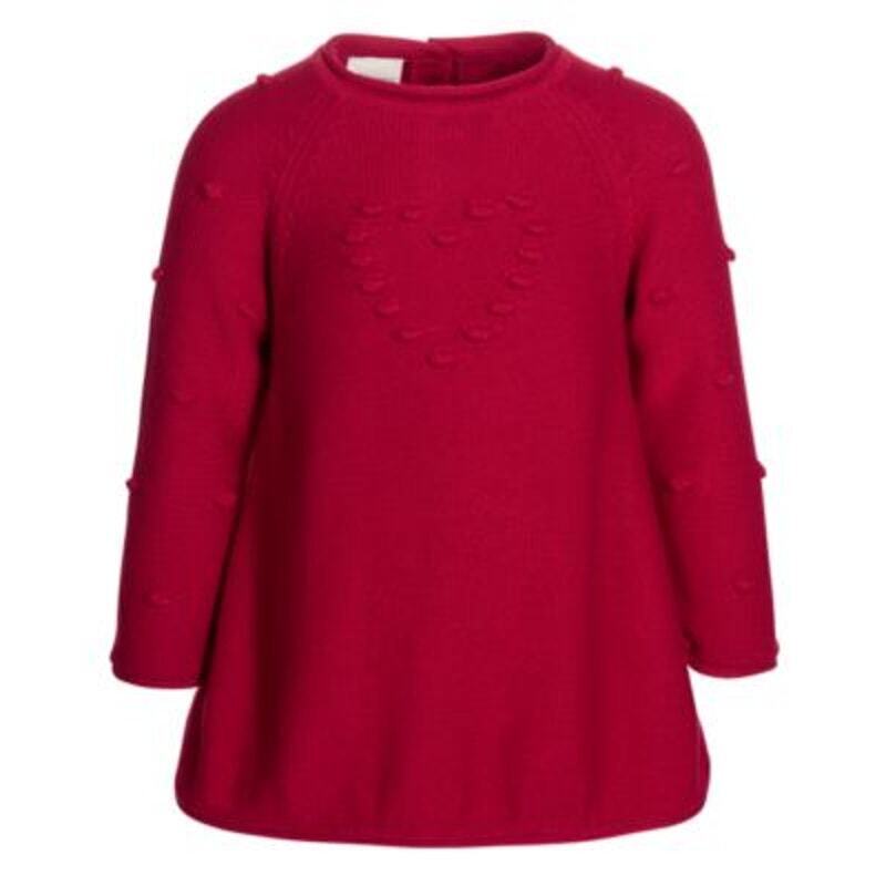 $58 First Impressions Baby Girls Heart Sweater Dress Cherry Red 24 Months 24M