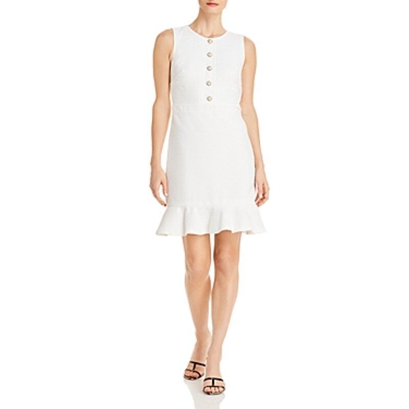 Karl Lagerfeld Paris Women's Tweed Pearl Shift Dress with Pockets - Size 6