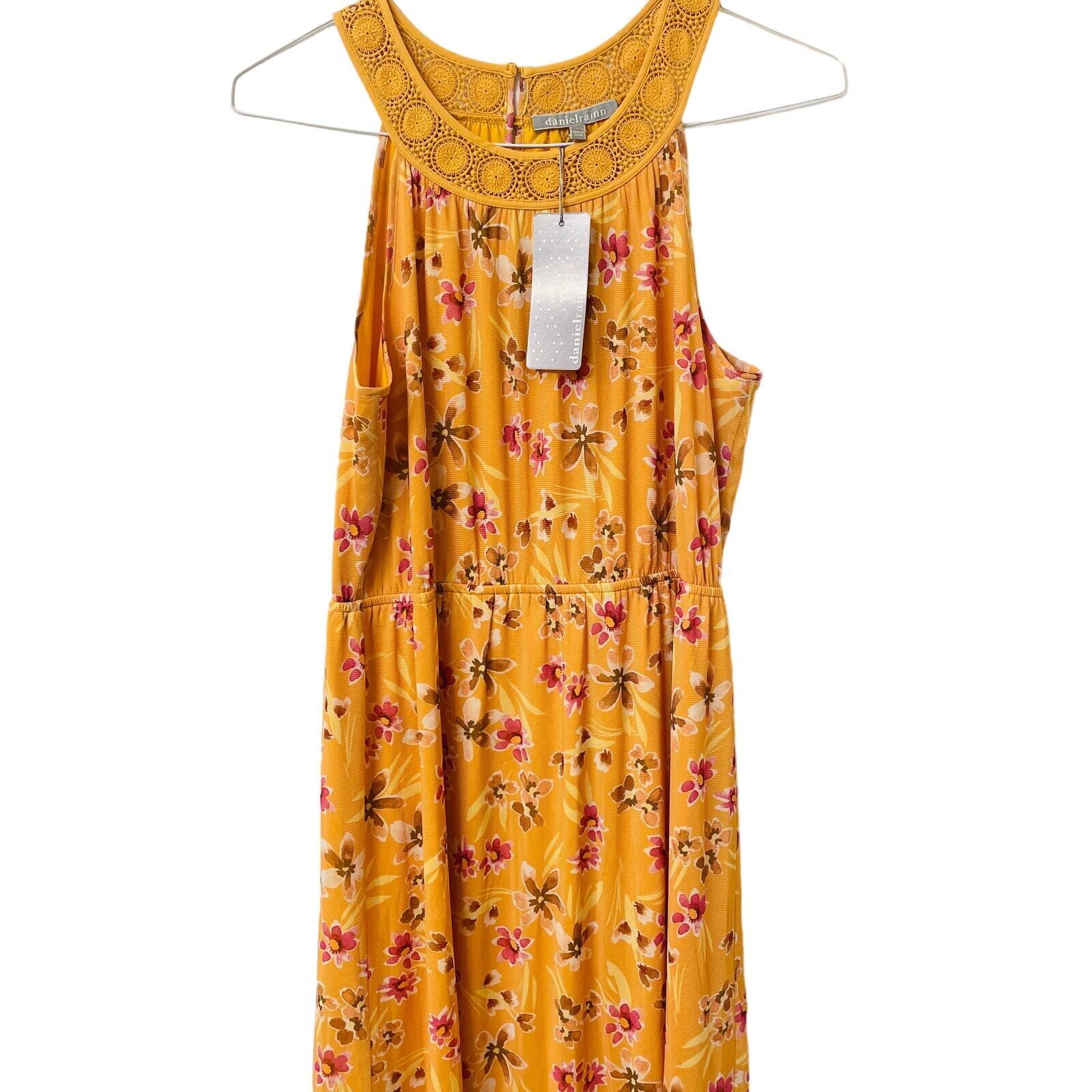 Daniel Rainn Floral Maxi Dress by Anthropologie with Crochet Neckline - Size Large