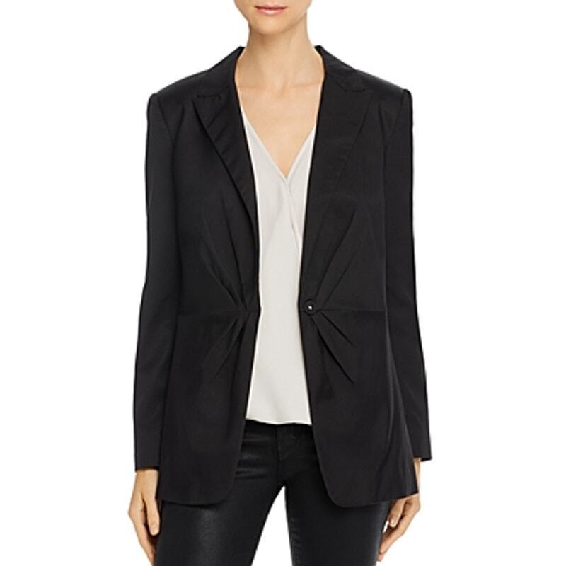 Rebecca Taylor Women's Black Pleated One-Button Ottoman Blazer - Size 8