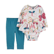 Carter's 2-Piece Girls' Floral Peplum Pant Set - Size 12 Months