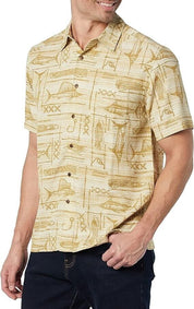 Quiksilver Men's Water Fish Button Down Woven Shirt, Brown - XL
