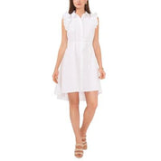 CeCe Women's Button-Front Ruffled-Shoulder Tie-Waist Dress - Size XL