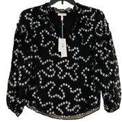 Rebecca Taylor Women's Metallic Chiffon Blouse – Size 6 – Black