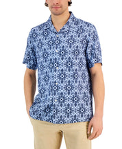 Club Room Silk Floral Medallion Shirt, Blue - 2XL