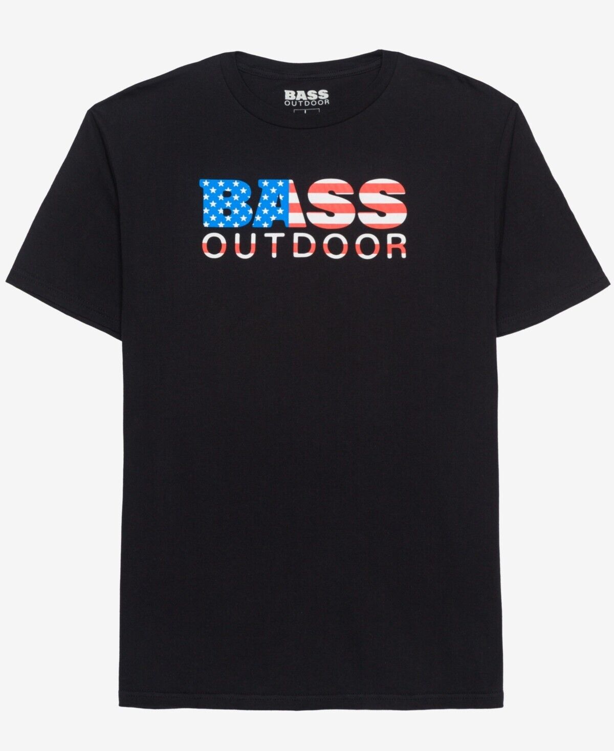 Bass Outdoor Men's Freeman T-Shirt American Flag Stars and Stripes, Black - Large