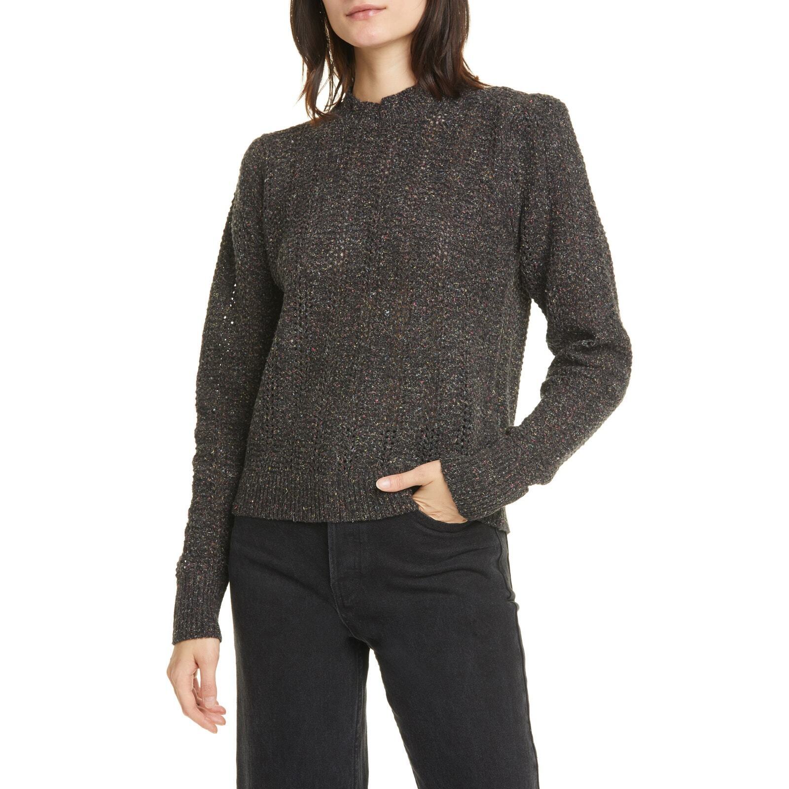 Joie Women's Gray Open-Knit Long Sleeve Pullover Sweater - Size Medium